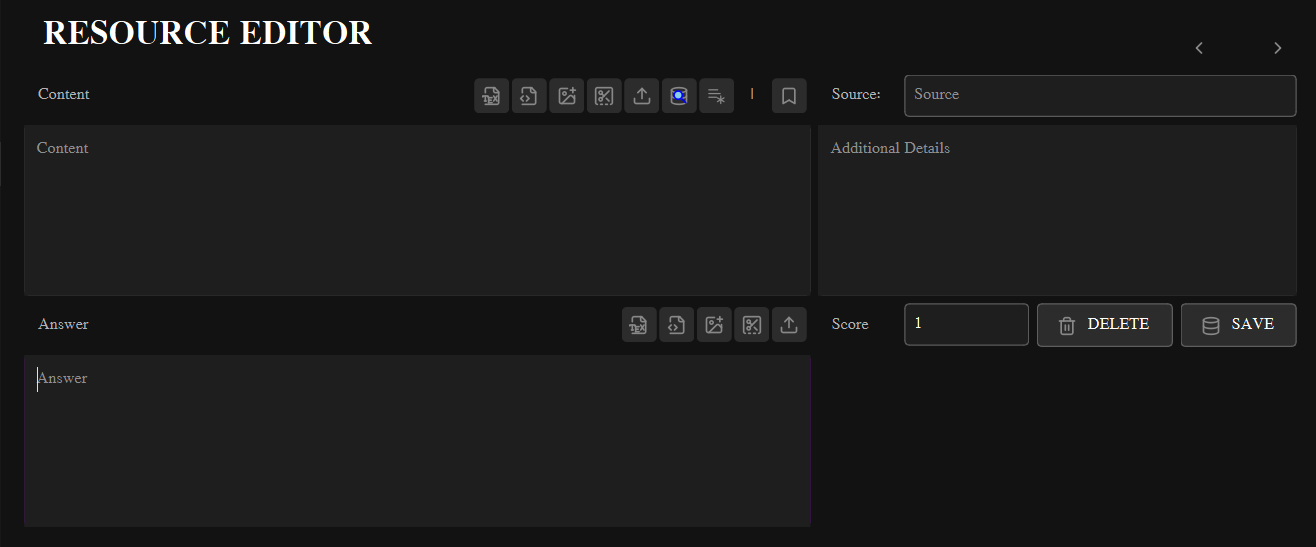 Educational Resource Editor Main Interface